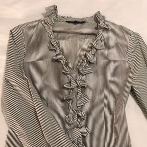 ruffle striped button down dress shirt